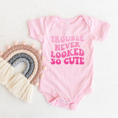 Trouble Never Looked So Cute Kids Shirt - Retro Kids Tee - Cute Kids Gift - Funny Girl Outfit - Sassy Toddler Shirt - Adorable Kids Gift