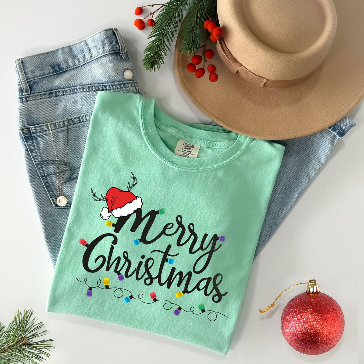 Comfort Colors® - Merry Christmas Shirt - Christmas Tees For Family - Xmas Crewneck - Christmas Shirts - Winter Clothing - Holiday Tshirts