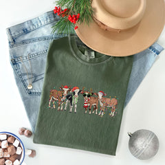 Comfort Colors® Shirt with - Christmas Cow Shirt - Funny Animal Shirt - Farm Christmas Shirt - Cow Gifts - Country Christmas - Animal Lover