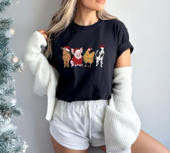 Comfort Colors® - Christmas Farm Animals Shirt - Cute Christmas Shirt - Highland Cow Pig Chicken Tshirt - Funny Christmas Shirt - Holiday