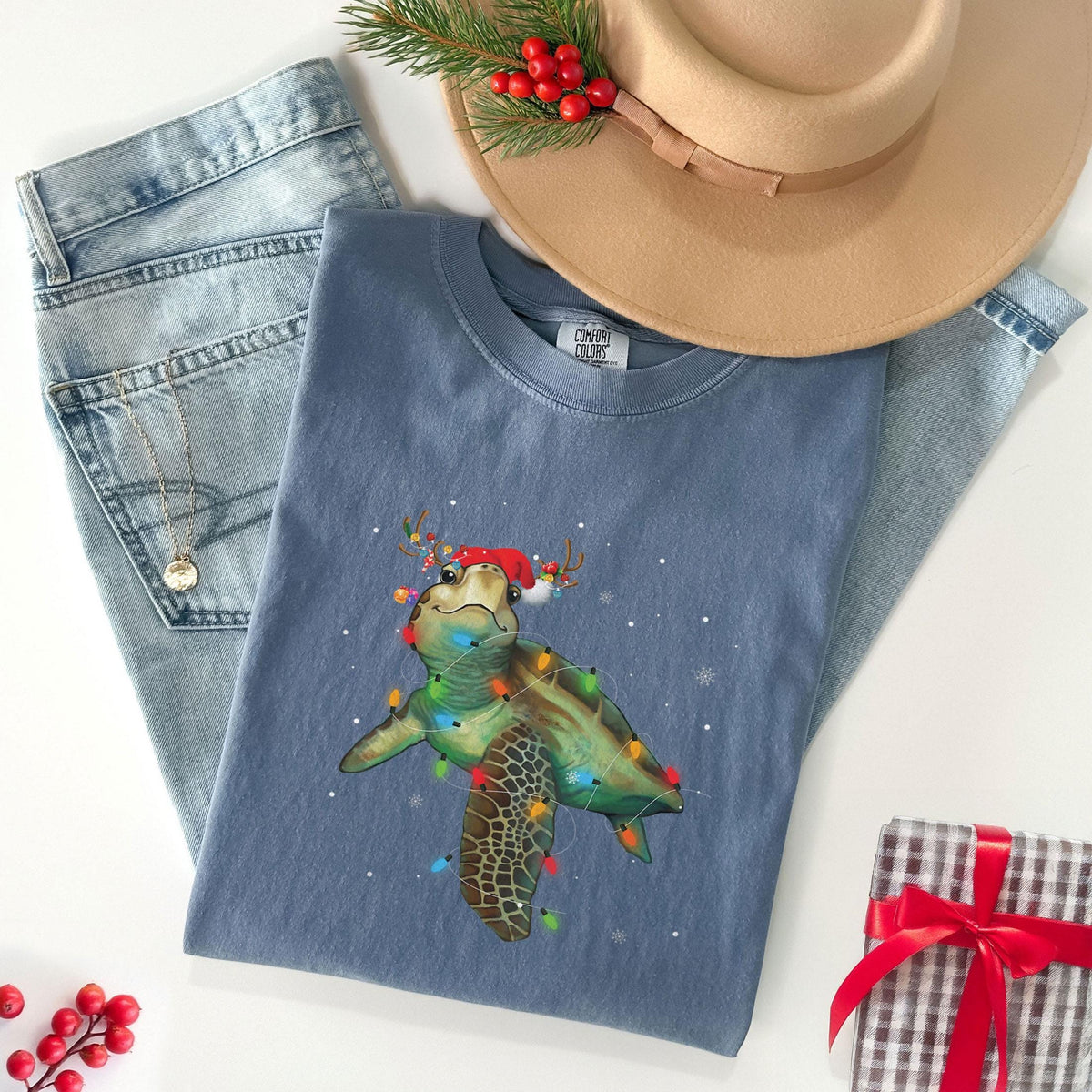 Comfort Colors® - Sea Turtle Christmas Tshirt - Cute Christmas Shirt - Sea Turtle Gifts - Funny Christmas Shirt - Holiday Tshirts