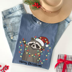 Comfort Colors® Christmas Raccoon Shirt - Funny Christmas Shirt - Christmas Crewneck - Xmas - Merry Christmas Shirt - Christmas Animal Shirt