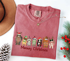 Comfort Colors® - Meowy Christmas Shirt - Cats Christmas Shirt - Cat Lover Tshirt - Cat Mom Shirt - Cat Shirts - Funny Christmas Shirt