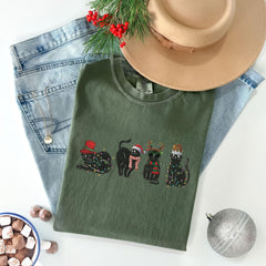 Comfort Colors® - Christmas Black Cat Shirt - Funny Christmas Shirt - Black Cat Gifts - Christmas Animal Shirt - Cat Lover Tshirt