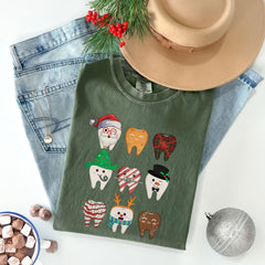 Comfort Colors® Funny Christmas Teeth Shirt- Christmas Dentist Shirt- Cute Tooth Shirt- Dental Christmas Shirt - Dentist Gift - Dental Shirt