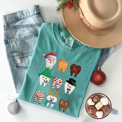 Comfort Colors® Funny Christmas Teeth Shirt- Christmas Dentist Shirt- Cute Tooth Shirt- Dental Christmas Shirt - Dentist Gift - Dental Shirt