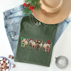 Comfort Colors® - Christmas Pigs Shirt - Funny Farmer Shirt - Christmas Animal Shirt - Pig Lover Gifts - Holiday Tshirts - Cute Christmas