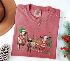 Comfort Colors® Christmas Farm Animals Shirt - Farmer Christmas Shirt - Christmas Animal Shirt - Funny Christmas Shirt - Xmas - Farm Animals