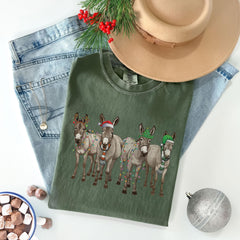 Comfort Colors® - Christmas Donkey Shirt - Funny Christmas Shirt - Farm Animal Shirt - Holiday Tshirts - Christmas Animals - Farmer Xmas
