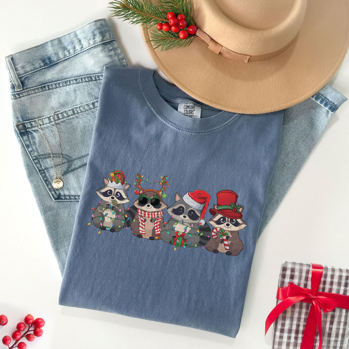 Comfort Colors® - Christmas Raccoon Shirt - Funny Christmas Shirt - Christmas Animals - Cute Christmas Shirt - Raccoon Gifts - Animal Lover