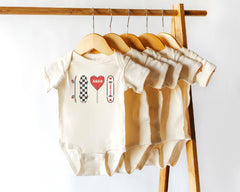 Boys Valentine Day Shirt - Kids Valentine Outfit - Checkered Retro Skateboard Valentine  Tee - Longboard Love More