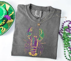 Mardi Gras Crawfish Comfort Colors® Shirt - Louisiana Tee - Mardi Gras Shirt - Festive Mardi Gras Shirt
