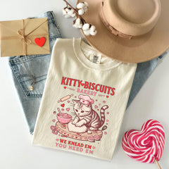 Comfort Colors® Valentine Cat Shirt - Kittybiscuits T-Shirt - Cats Baking T-Shirt - Funny Cats Vday Tee - Cat Lover T-Shirt