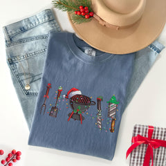 Comfort Colors® - Christmas Grilling T-Shirt - Funny BBQ Tee - Foodie Holiday Shirt - XMas Funny Grill - BBQ Lover - Christmas BBQ Family