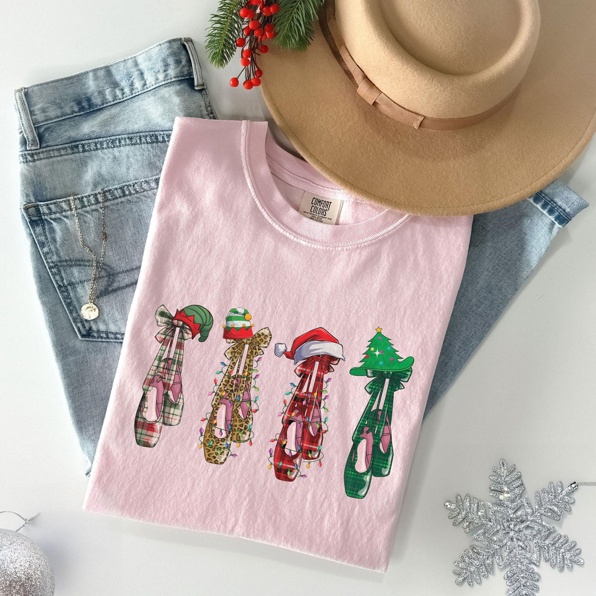 Comfort Colors® - Christmas Ballet T-Shirt - Christmas Dancer Tee - Ballerina Gift - Merry Dancemas - Women's Holiday Shirt
