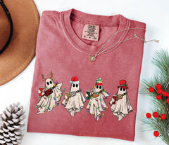 Comfort Colors® - Christmas Ghost T-Shirt - Spooky Holiday Tee - Christmas Vibes Gift - Ghost Santa Shirt - Christmas Halloween