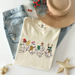 Comfort Colors® - Ghost Book T-Shirt - Bookworm Gift - Xmas Reading Book Tee - Christmas Book Lover - Holiday Book Club - Christmas Ghost