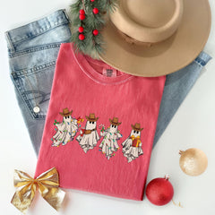 Comfort Colors® - Cowboy Ghost T-Shirt - Howdy Christmas Tee - Western Christmas Gift - Making Spirits Bright - Funny Western - Santa Ghost