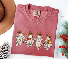 Comfort Colors® - Cowboy Ghost T-Shirt - Howdy Christmas Tee - Western Christmas Gift - Making Spirits Bright - Funny Western - Santa Ghost