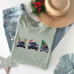 Comfort Colors® - Police Car Christmas Shirt - Police Christmas Tree - Police Wife Gift - Blue Line Family Gift - Gift for Men