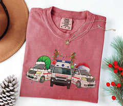 Comfort Colors® - Christmas Ambulance Shirt - Xmas Paramedic Gift - Emergency Medical Technician - Funny EMT Paramedic - Christmas Graphic