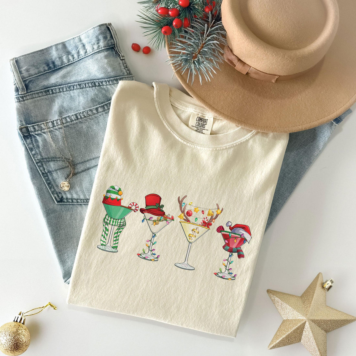 Comfort Colors® - Christmas Martini T-Shirt - Xmas Drink Tee - Christmas Cocktails - Xmas Party Shirt - Martini Lovers - Santa Margarita
