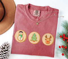 Comfort Colors® - Christmas Sugar Cookies T-Shirt - Retro Christmas Tee - Snowman Cookie Shirt - Delicious Cookies - Reindeer Cookie Tee