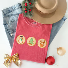 Comfort Colors® - Christmas Sugar Cookies T-Shirt - Retro Christmas Tee - Snowman Cookie Shirt - Delicious Cookies - Reindeer Cookie Tee