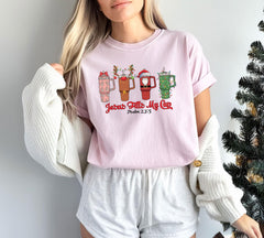 Comfort Colors® - Jesus Fills My Cup Christmas Shirt - Christian Christmas Gift - Xmas Verse Tee - Christmas Religious Shirt - Psalm 23 Tee