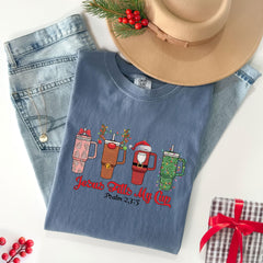 Comfort Colors® - Jesus Fills My Cup Christmas Shirt - Christian Christmas Gift - Xmas Verse Tee - Christmas Religious Shirt - Psalm 23 Tee