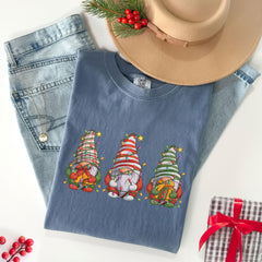 Comfort Colors® - Christmas Gnome T-Shirt - Santa Gnomes Tee - Christmas Lights Shirt - Funny Christmas - Gnome For The Holidays