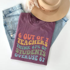 Funny Comfort Colors® 67 Teacher Shirt - 6 out of 7 Math Meme Shirt - Humorous Gift