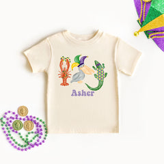 Kids Mardi Gras Shirt - Custom Name - Mardi Gras Outfit - Toddler Mardi Gras - Kids Alligator Crawfish Louisiana Tee