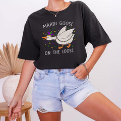 Comfort Colors® Mardi Goose on The Loose Shirt - Funny Mardi Gras T-Shirt - Festive Carnival Goose Tee