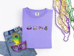 Comfort Colors® Minimalist Mardi Gras Masks and Beads Carnaval Shirt - Mardi Gras Festival T-Shirt - Fat Tuesday Tee