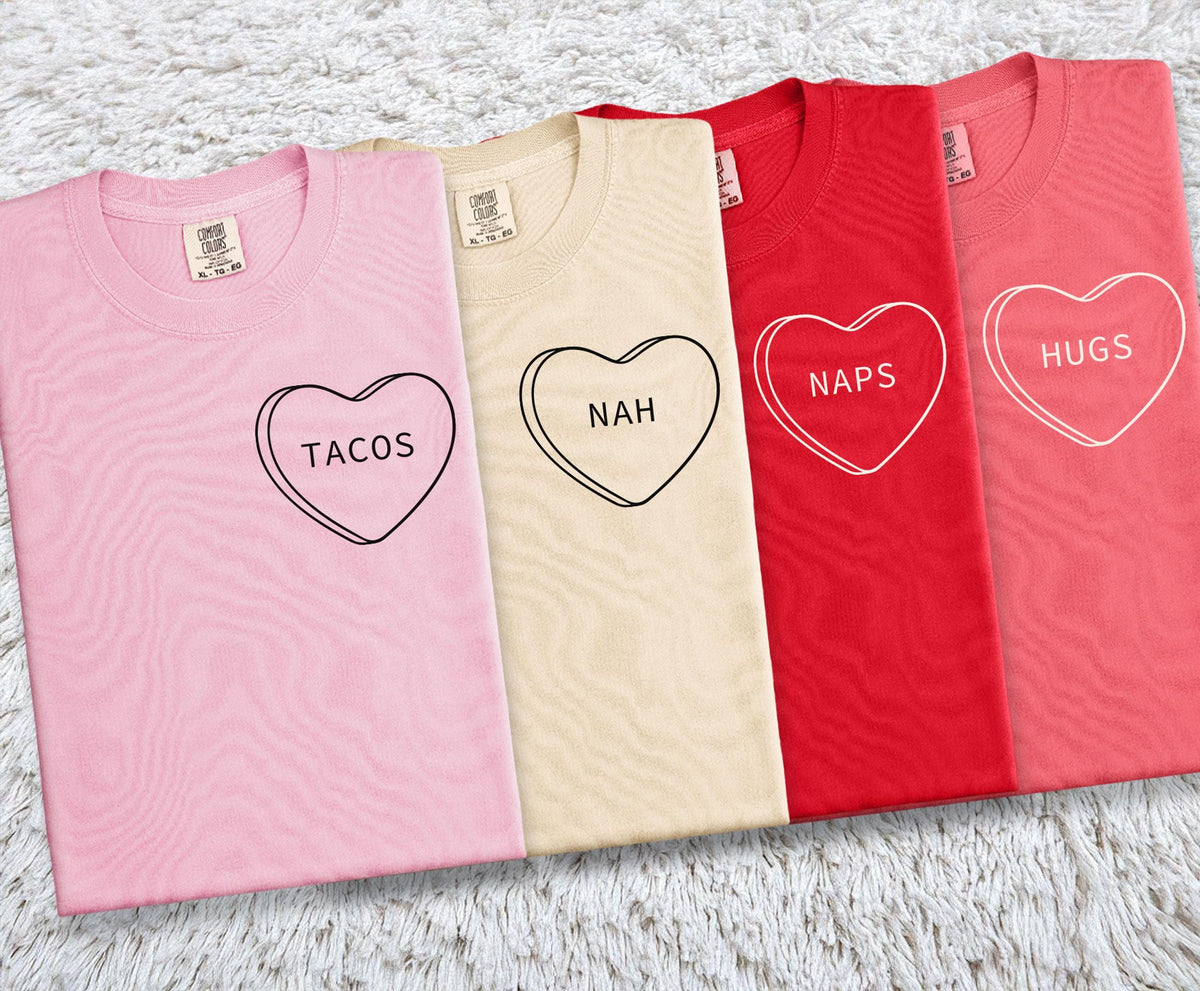 Custom Comfort Colors® Valentine Heart Shirt - Valentine's Gift - Candy Heart T-Shirt