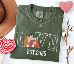 Custom Couples Portrait Shirt - Comfort Colors® Valentine Picture Shirt - Outline Picture T-Shirt - Valentines Gift