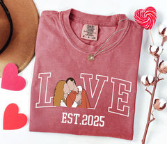 Custom Couples Portrait Shirt - Comfort Colors® Valentine Picture Shirt - Outline Picture T-Shirt - Valentines Gift