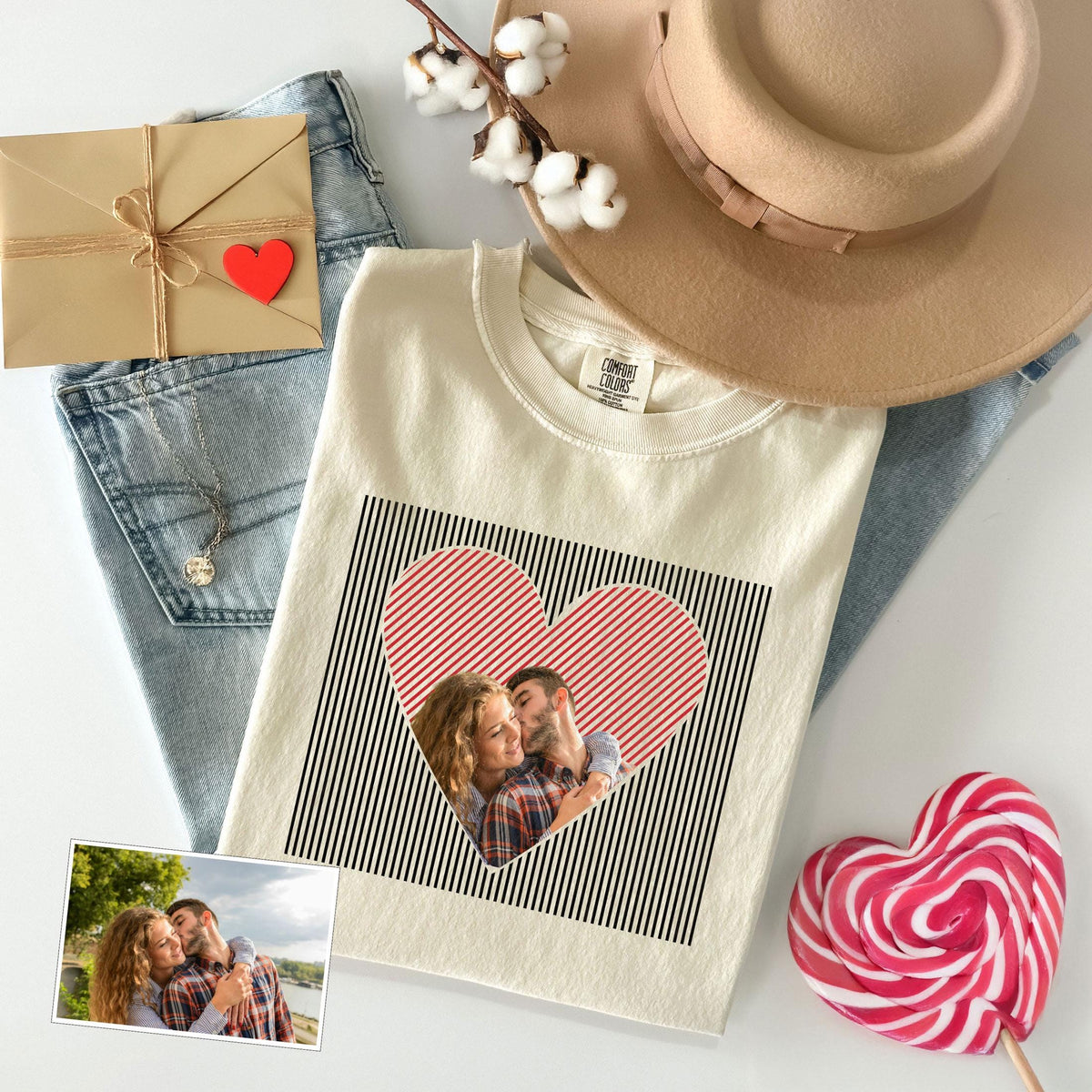 Custom Portrait Shirt - Retro Couples Picture T-Shirt - Valentines Gift - Couples Gift - Valentine Outfit