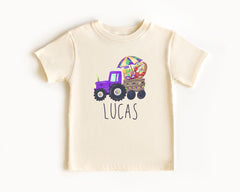 Mardi Gras Toddler Shirt - Custom Name Kids Tee - Personalized Tractor Kids Gift - Cute Mardi Gras Festival - Fat Tuesday Baby Bodysuit