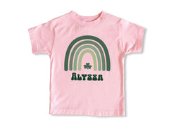 Custom Name St. Patrick's Day - Personalized Rainbow Shamrock - Kids Name T-Shirt - Custom Name Lucky Toddler Shirt - Lucky Dude Baby Outfit