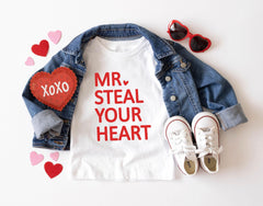 Mr. Steal Your Heart Shirt - Boys Valentine Shirt - Toddler Valentine