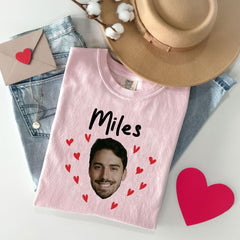Custom Face Picture Shirt - Funny Face Heart Valentines Shirt - Valentines Gift for Boyfriend or Girlfriend