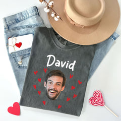Custom Face Picture Shirt - Funny Face Heart Valentines Shirt - Valentines Gift for Boyfriend or Girlfriend