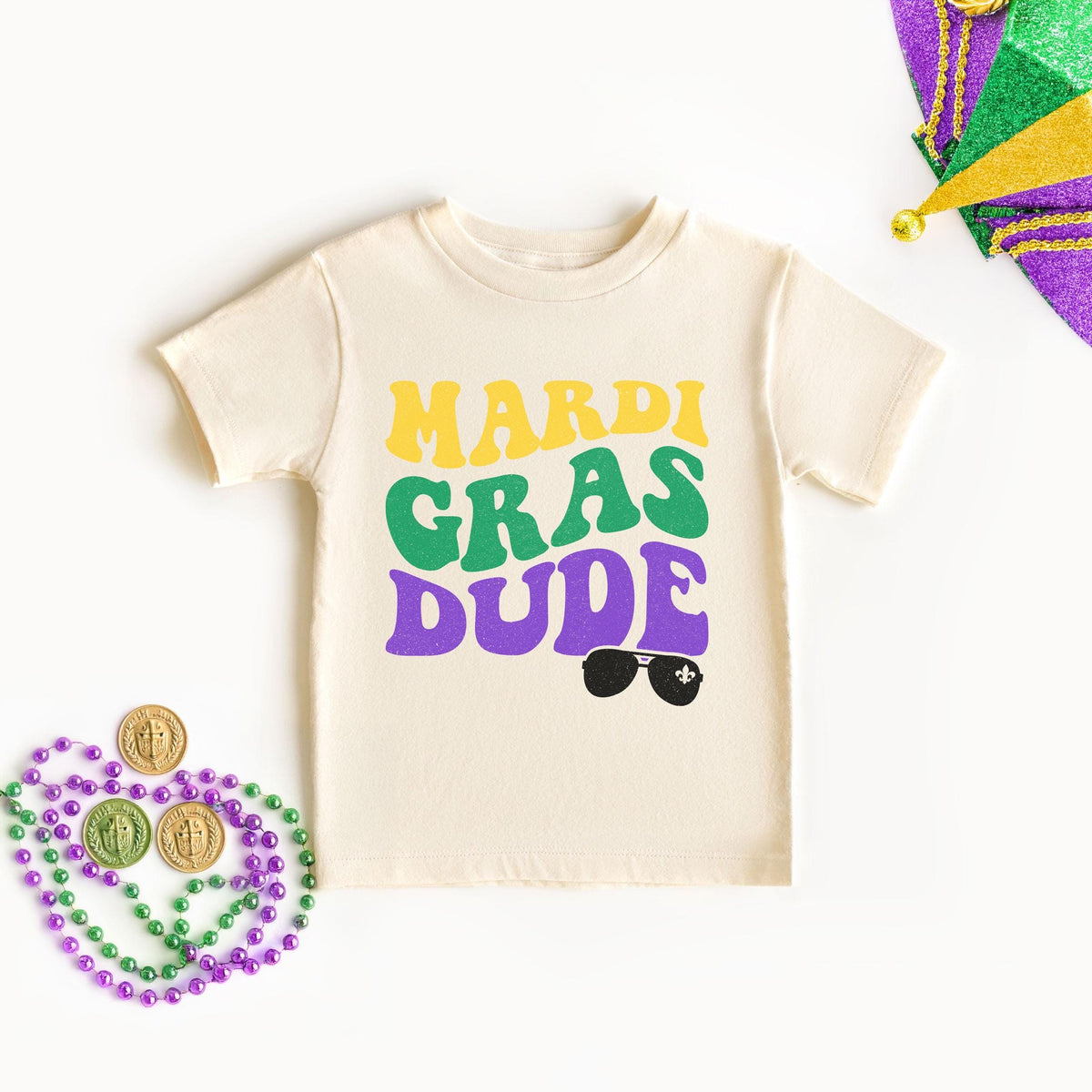 Kids Mardi Gras Shirt - Mardi Gras Dude - Retro Mardi Gras Festival Shirt -  Toddlers Youth and Babies Sizes