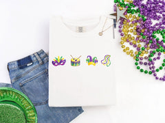 Comfort Colors® Mardi Gras Masks and Beads Carnaval Shirt - Mardi Gras Festival T-Shirt - Fat Tuesday Shirt