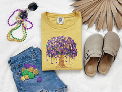 Comfort Colors® Mardi Gras Tree Shirt - Mardi Gras Beads T-Shirt - Carnival Fat Tuesday Tee - Mardi Gras Outfit
