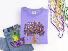 Comfort Colors® Mardi Gras Tree Shirt - Mardi Gras Beads T-Shirt - Carnival Fat Tuesday Tee - Mardi Gras Outfit