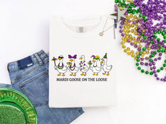 Comfort Colors® Mardi Goose on The Loose Shirt - Mardi Goose Shirt - Funny Mardi Goose Tee - New Orleans Carnival Shirt