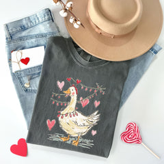 Comfort Colors® Valentine's Goose  Shirt - Goose Sketch Valentine T-Shirt - Just a Lovely Goose Tee